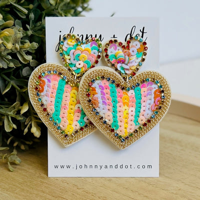 Pastel Sequined Heart Earrings
