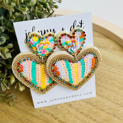Pastel Sequined Heart Earrings