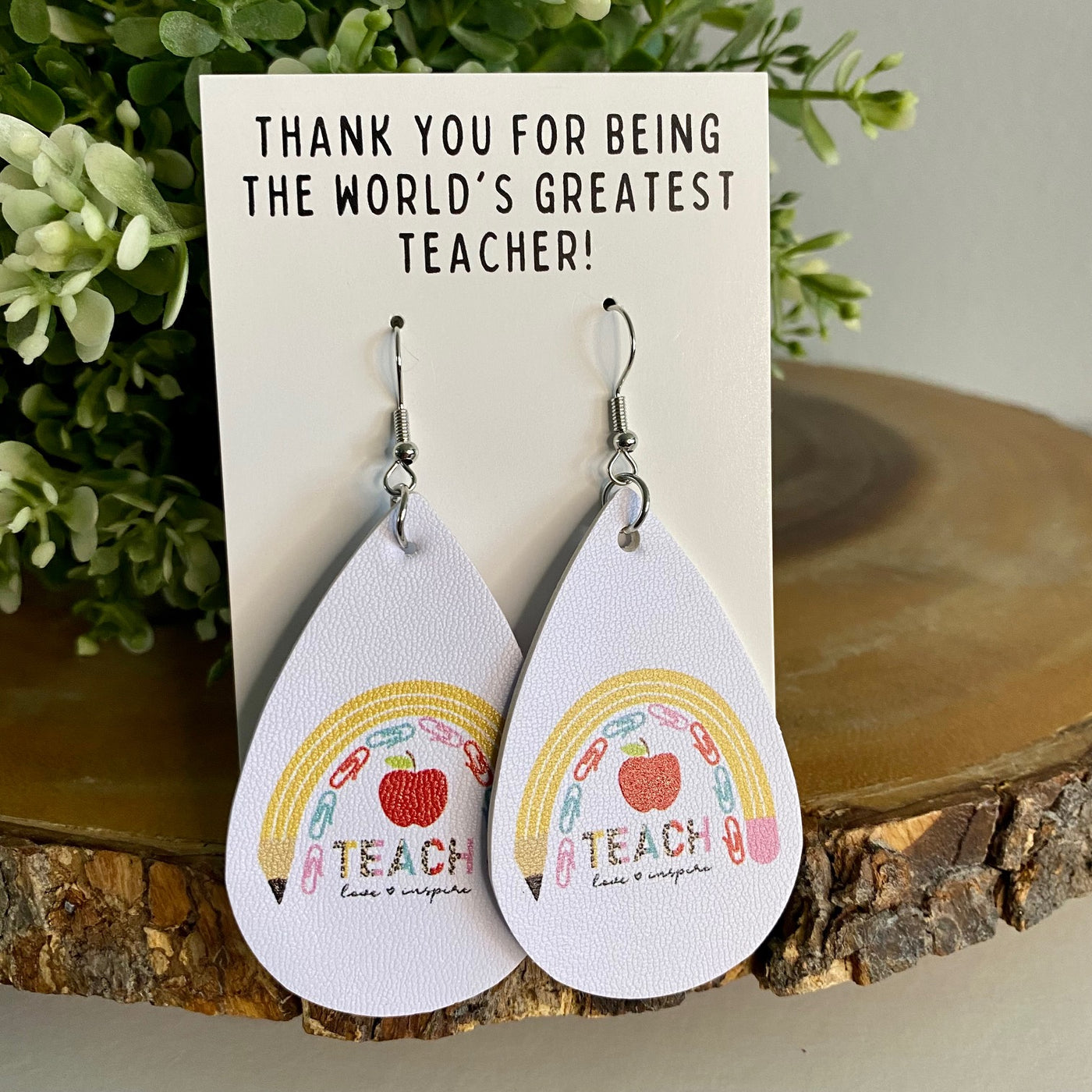 Teach Love Inspire Teardrop Earrings