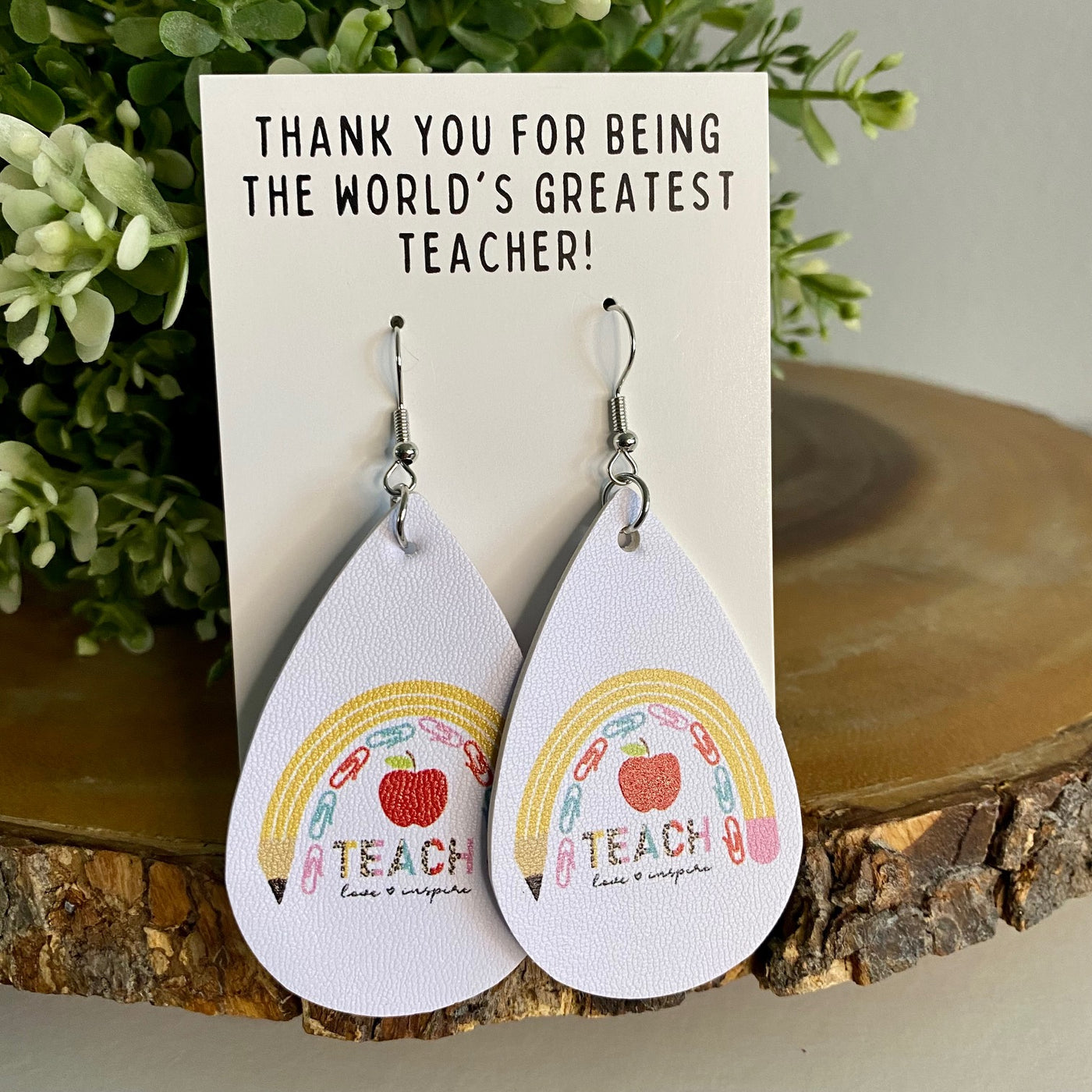 Teach Love Inspire Teardrop Earrings