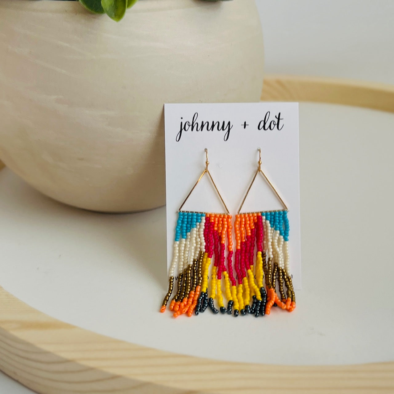 Beaded Multicolor Fringe Earrings