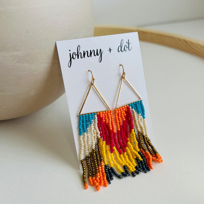 Beaded Multicolor Fringe Earrings
