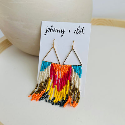 Beaded Multicolor Fringe Earrings