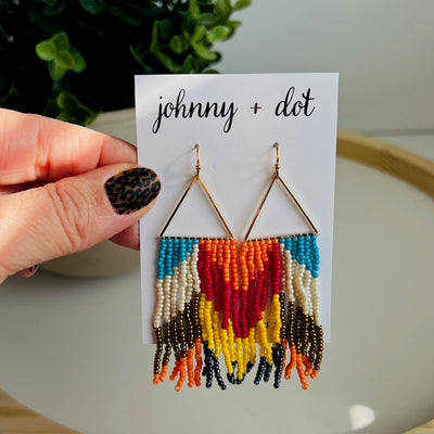 Beaded Multicolor Fringe Earrings