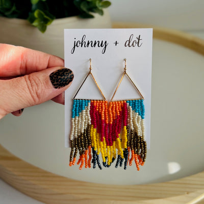 Beaded Multicolor Fringe Earrings