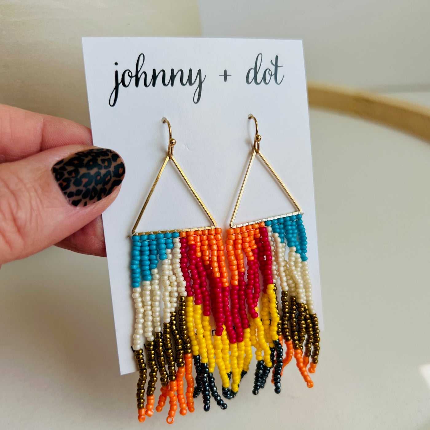 Beaded Multicolor Fringe Earrings