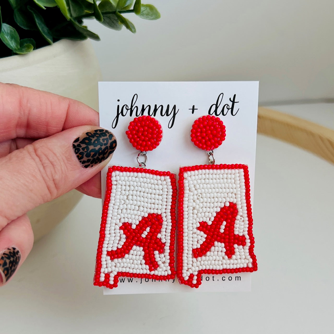 Alabama Beaded Football Earrings