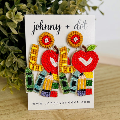 Beaded Teacher Love Earrings