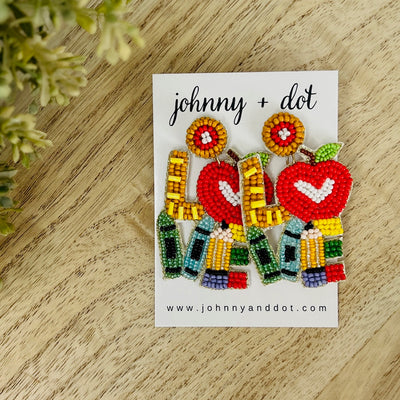 Beaded Teacher Love Earrings