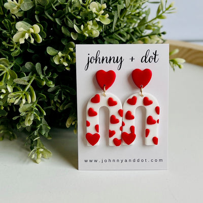Red Heart U-Shaped Clay Earrings
