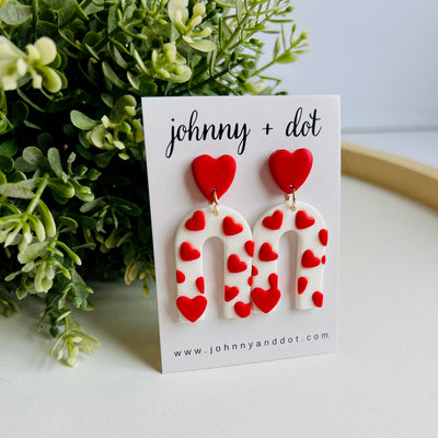 Red Heart U-Shaped Clay Earrings