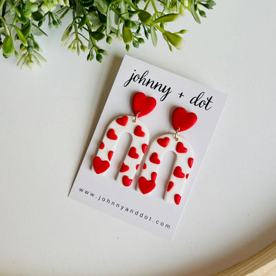 Red Heart U-Shaped Clay Earrings