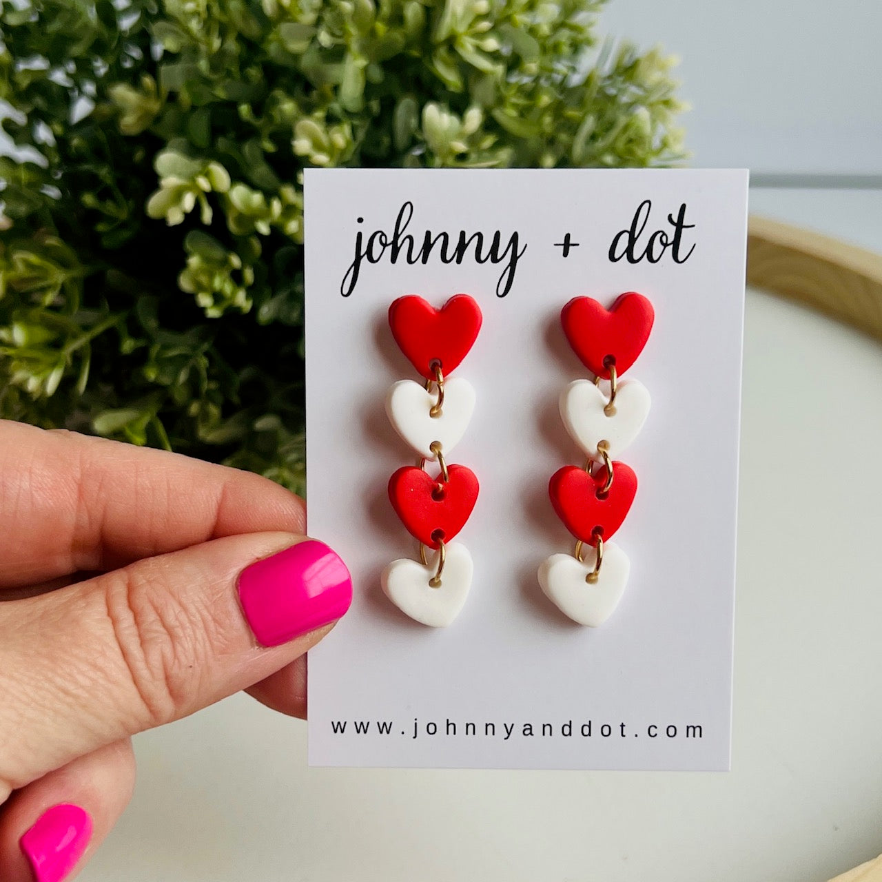 Love Link Heart Clay Earrings