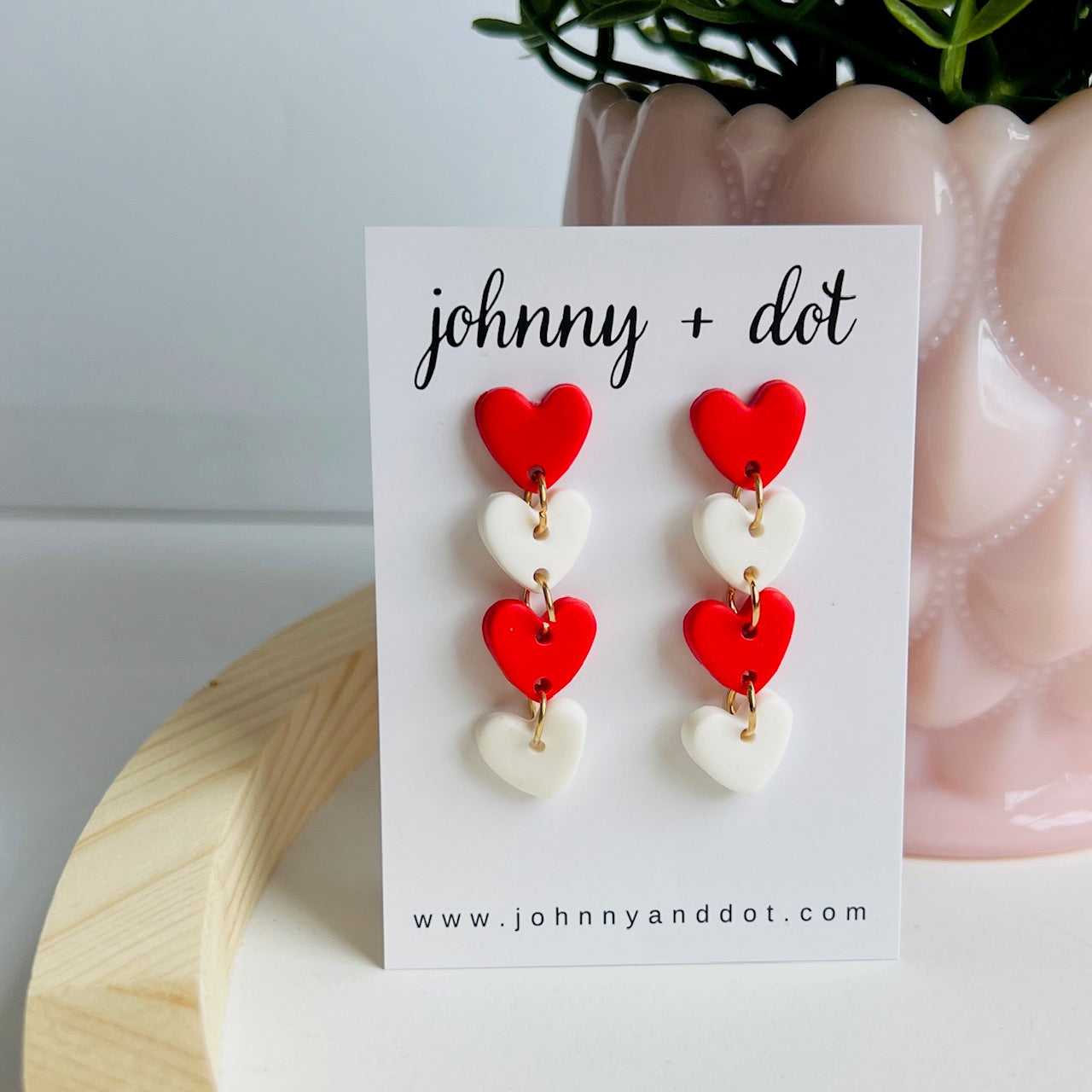 Love Link Heart Clay Earrings