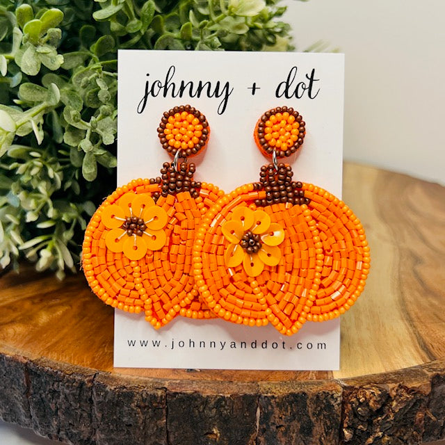 Beaded Pumpkin Earrings