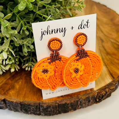 Beaded Pumpkin Earrings