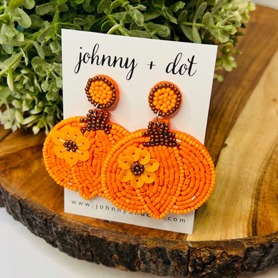 Beaded Pumpkin Earrings
