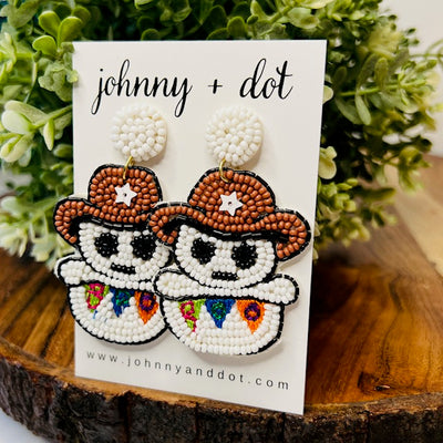 Beaded Ghost Cowboy Earrings