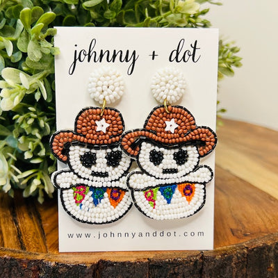 Beaded Ghost Cowboy Earrings