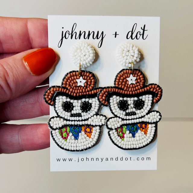 Beaded Ghost Cowboy Earrings