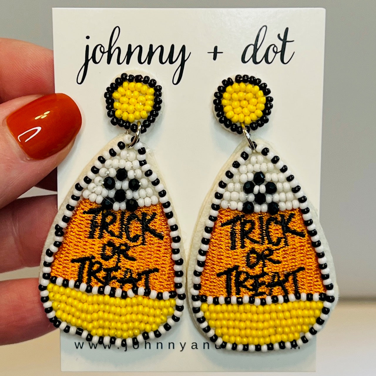 Trick or Treat Candy Corn Teardrop Earrings