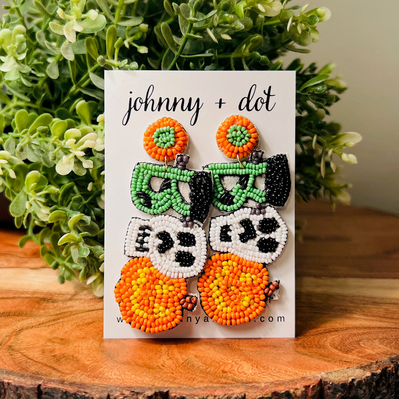 Beaded Frankenstein Skelly Boo Earrings