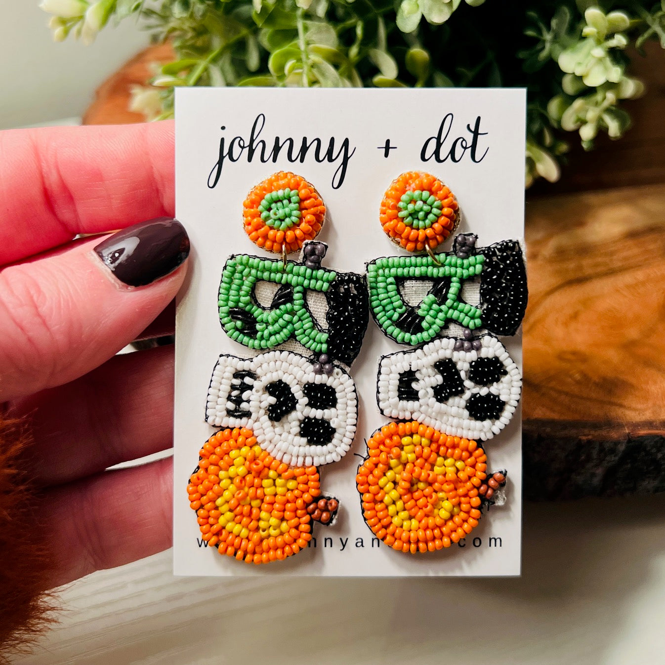 Beaded Frankenstein Skelly Boo Earrings