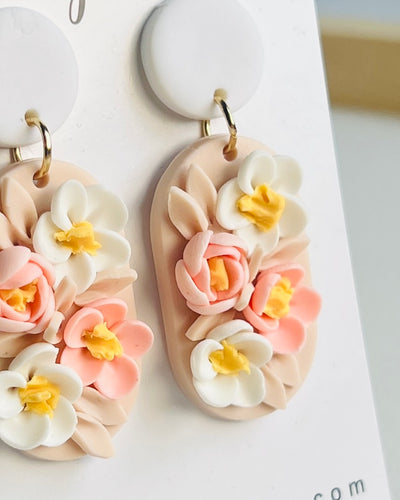 Peach Petal Oval Earrings
