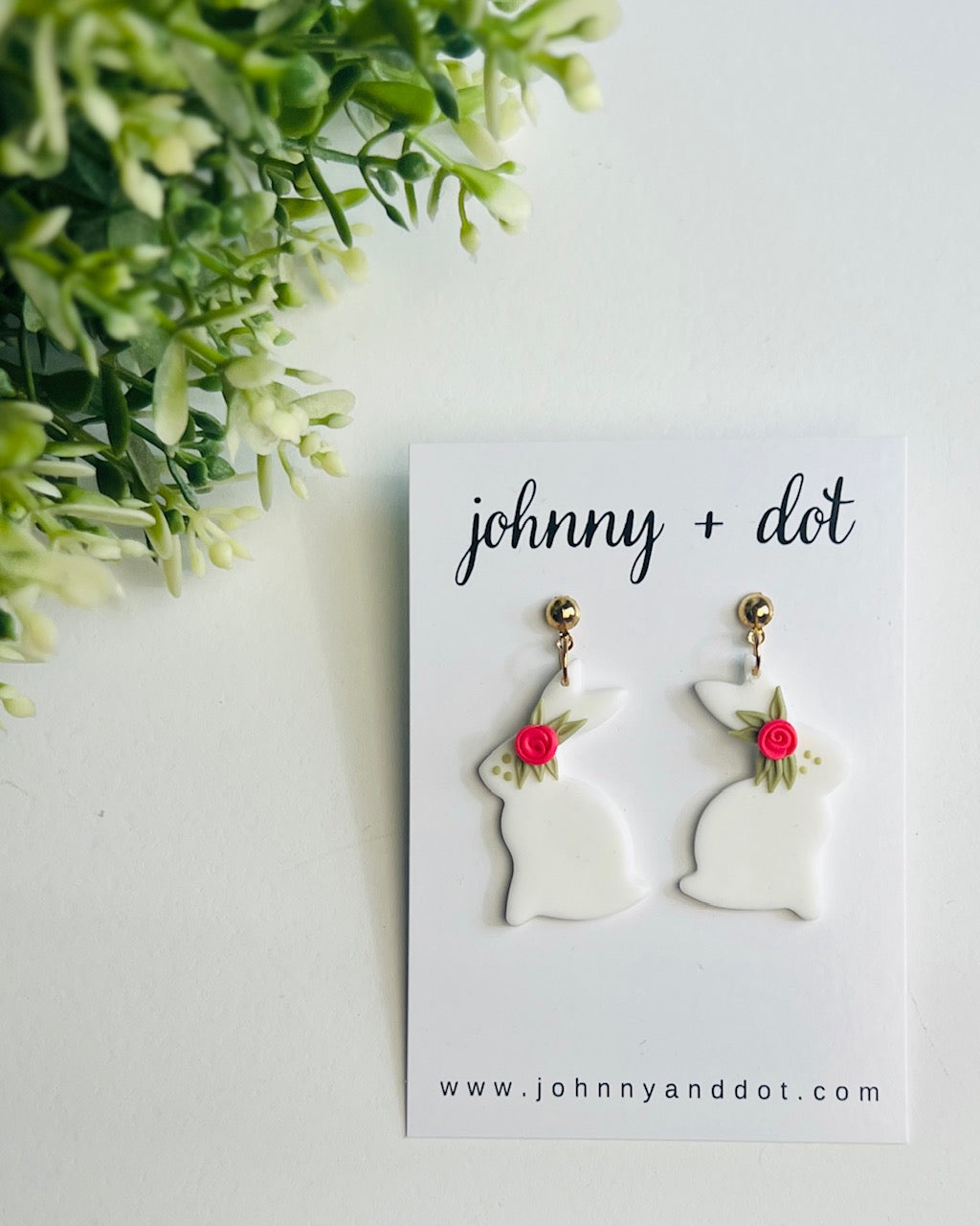 White Bunny & Bloom Earrings