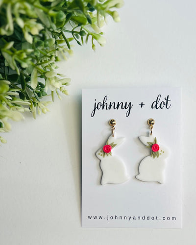 White Bunny & Bloom Earrings