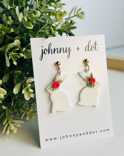 White Bunny & Bloom Earrings
