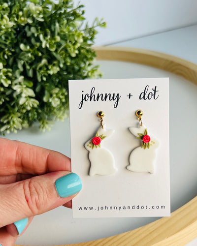 White Bunny & Bloom Earrings