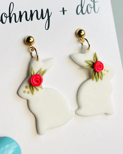 White Bunny & Bloom Earrings