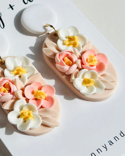 Peach Petal Oval Earrings