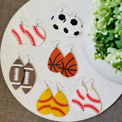 Soccer Ball Shaped Faux Leather Earrings