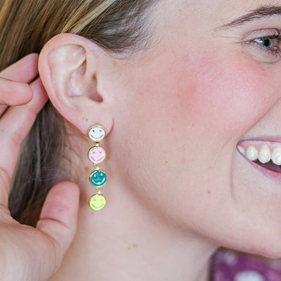 Multi-Color Happy Face Dangle Earring