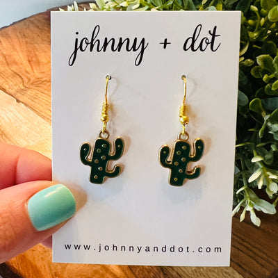 Green Saugaro Cactus Earrings