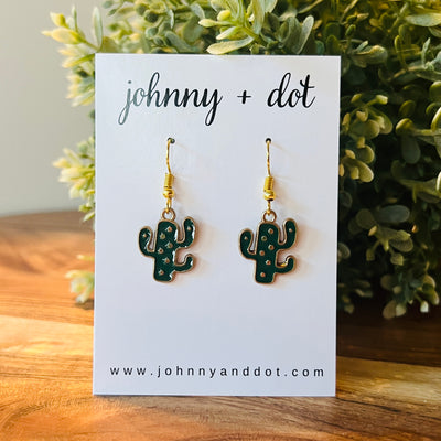 Green Saugaro Cactus Earrings