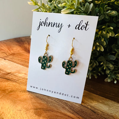 Green Saugaro Cactus Earrings
