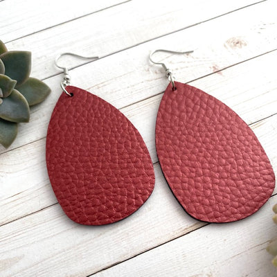Marroon Hammered Teardrop Earrings