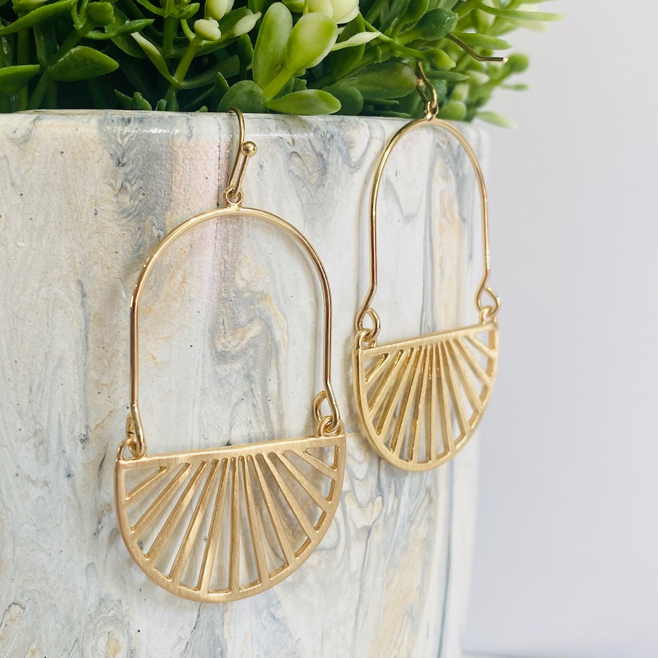 The Iris Half Circle Drop Earring in Gold