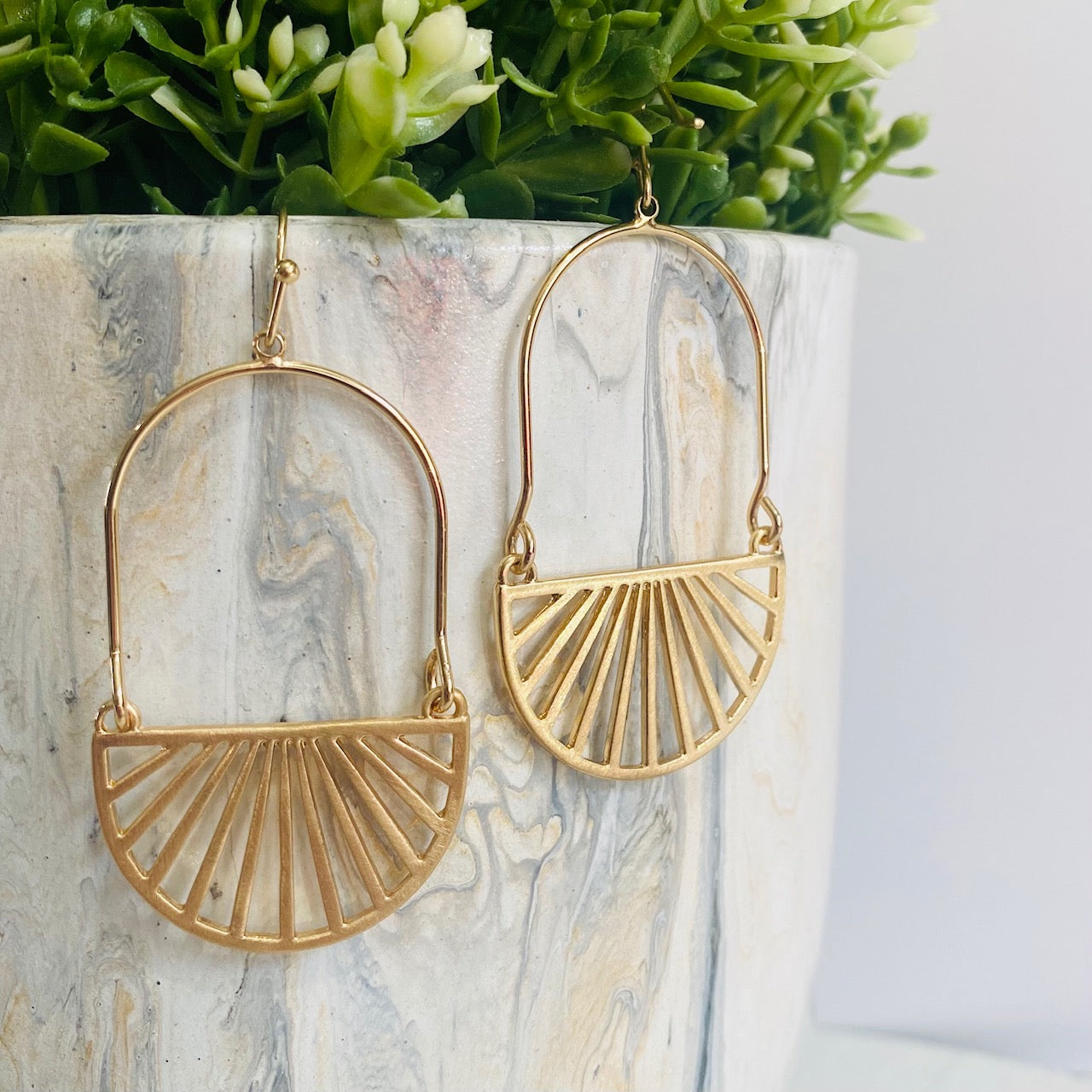 The Iris Half Circle Drop Earring in Gold