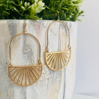 The Iris Half Circle Drop Earring in Gold
