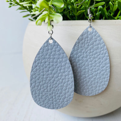 Light Gray Hammered Teardrop Earrings