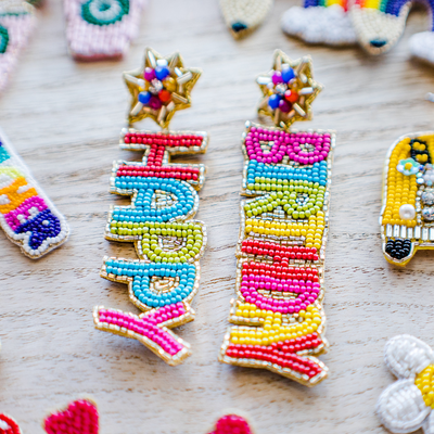 Beaded Happy Birthday Earrings