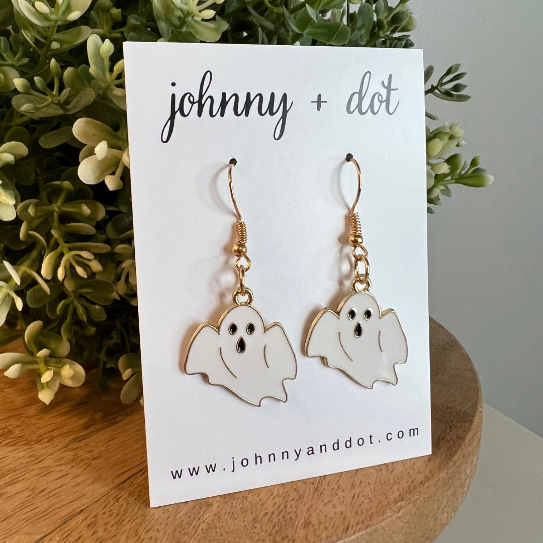 Spooky Flying White Ghost Earrings