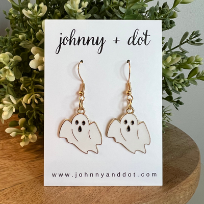 Spooky Flying White Ghost Earrings