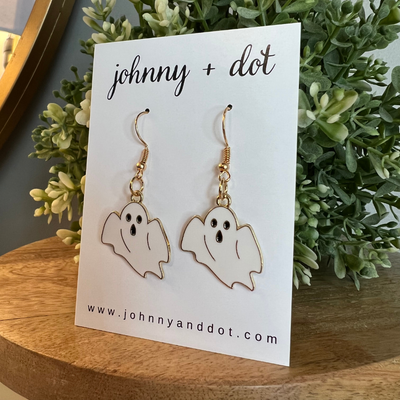 Spooky Flying White Ghost Earrings