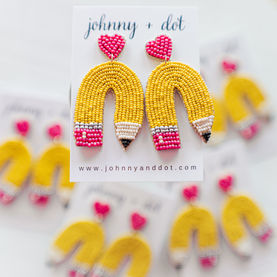 Beaded Yellow Pencil Earrings
