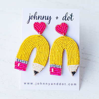 Beaded Yellow Pencil Earrings